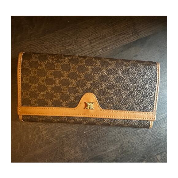 CELINE MACADAM LONG KISS LOCK WALLET EUC - Picture 1 of 8